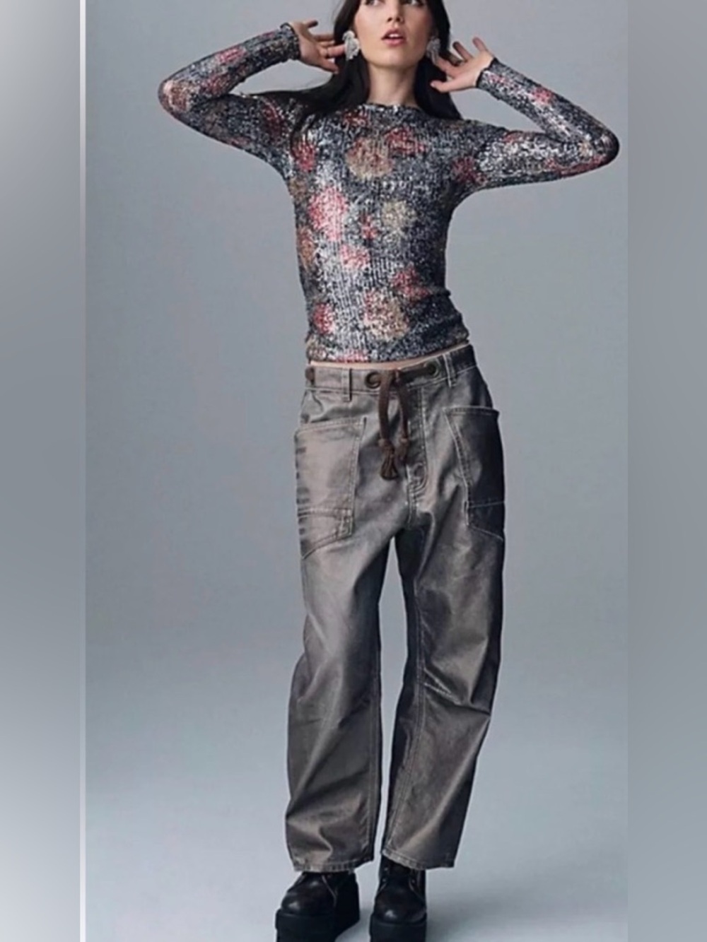 NWOT We The Free Metallic Moxie Barrel Jeans